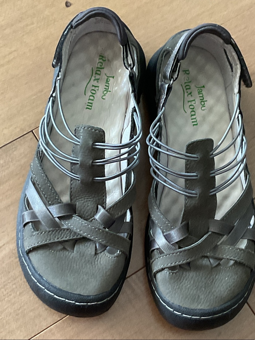 Jambu Olive Green Strappy Comfort Sandals